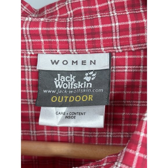 Jack Wolfskin Women’s XL Light Red Check Performance Hiking Outdoor Shirt - Picture 5 of 16